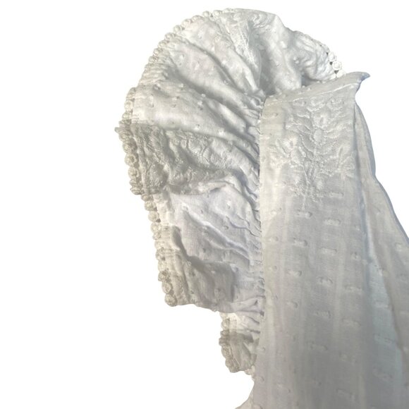 Rachel Zoe White Eyelet Lace Maxi Dress W/ Ruffle Sleeves & Button Front Size 4 - Picture 8 of 11